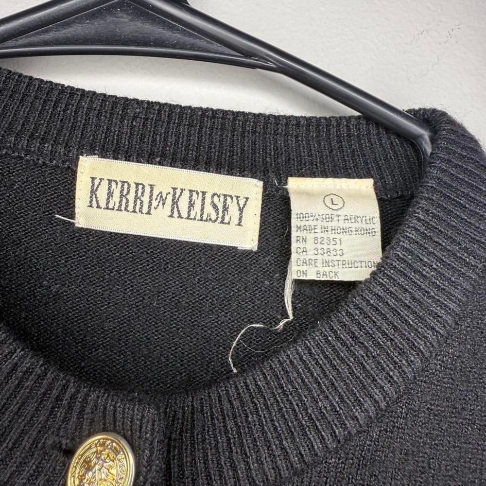 Kerri & Kelsey vintage size large L black vintage 90s cardigan with gold buttons - Picture 2 of 4